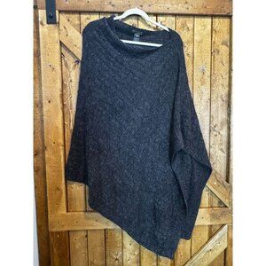 Barefoot Dreams CozyChic Lite Asymmetrical Poncho Gray One Size Soft Knit Blend